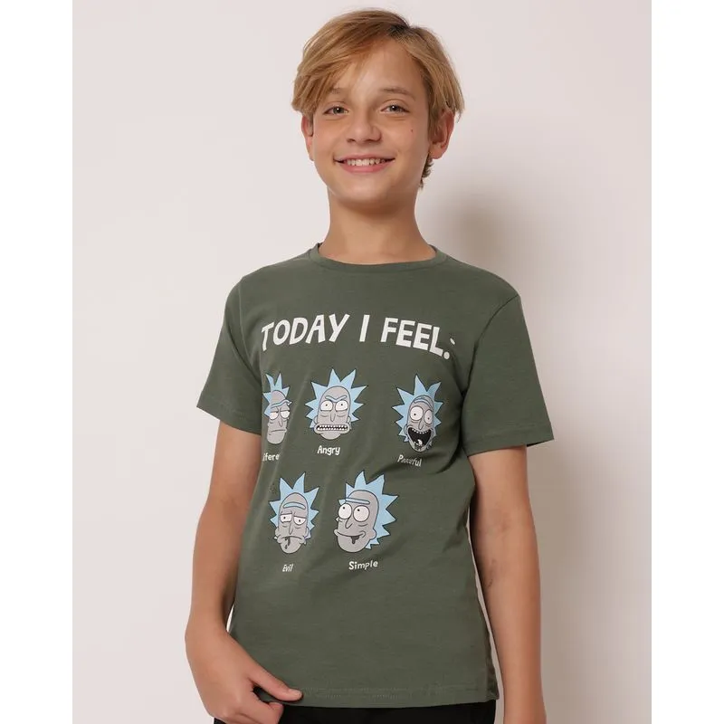 Camiseta Juvenil Algodão Rick And Morty Manga Curta Verde 10