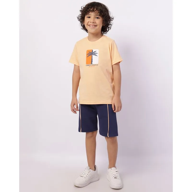 Conjunto Infantil Curto Algodão Estampa Tropical Laranja 12