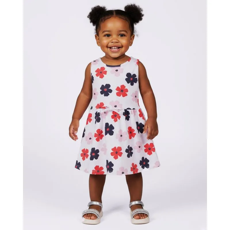 Vestido Bebê Curto Estampado Floral com Lacinho Branco 1