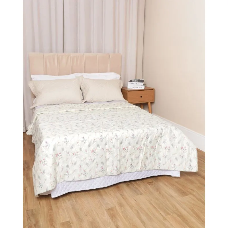 Colcha Casal Com Viés Arte & Cazza 1,80x2,15m Estampa Floral Amarela UN