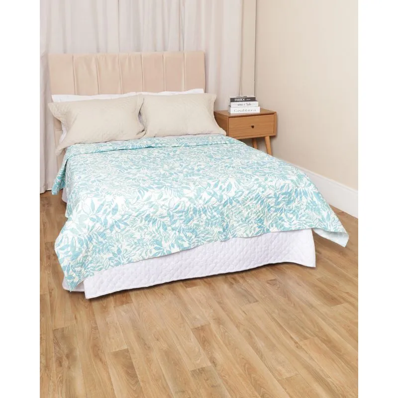 Colcha Casal Arte & Cazza 1,80x2,15m Estampa Floral Azul UN