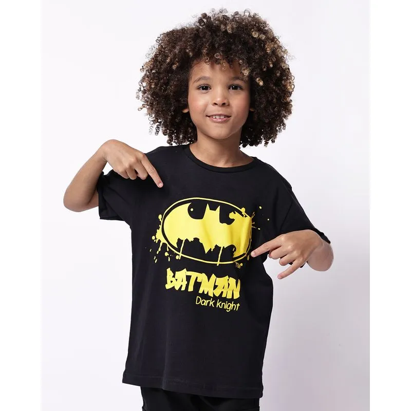 Camiseta Infantil Algodão DC Comics Batman Preta 10