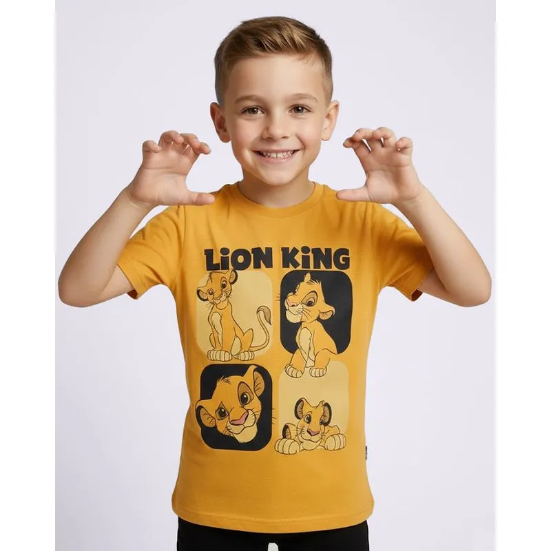 Camiseta Infantil Algodão Disney O Rei Leão Manga Curta Mostarda 6