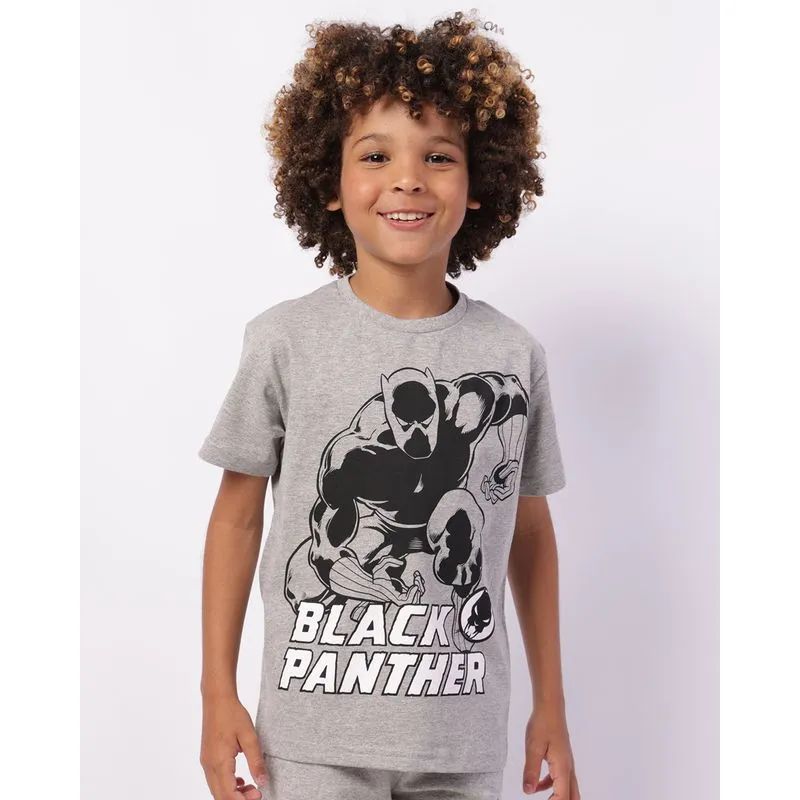 Camiseta Infantil Marvel Pantera Negra Manga Curta Cinza 4