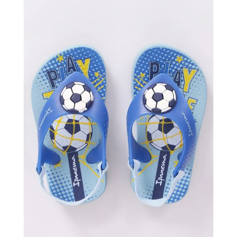 Chinelo Ipanema Bebê com Elástico Estampa Bola Azul 20/21