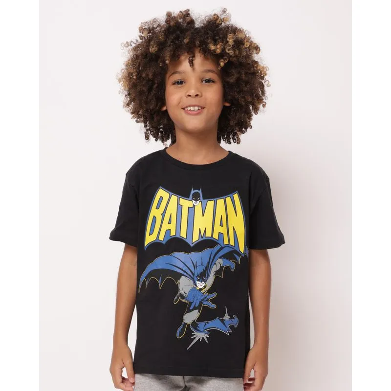 Camiseta Infantil Algodão DC Comics Batman Preta 10