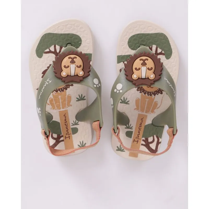 Chinelo Bebê Ipanema Estampado com Aplique Leão Bege 20/21