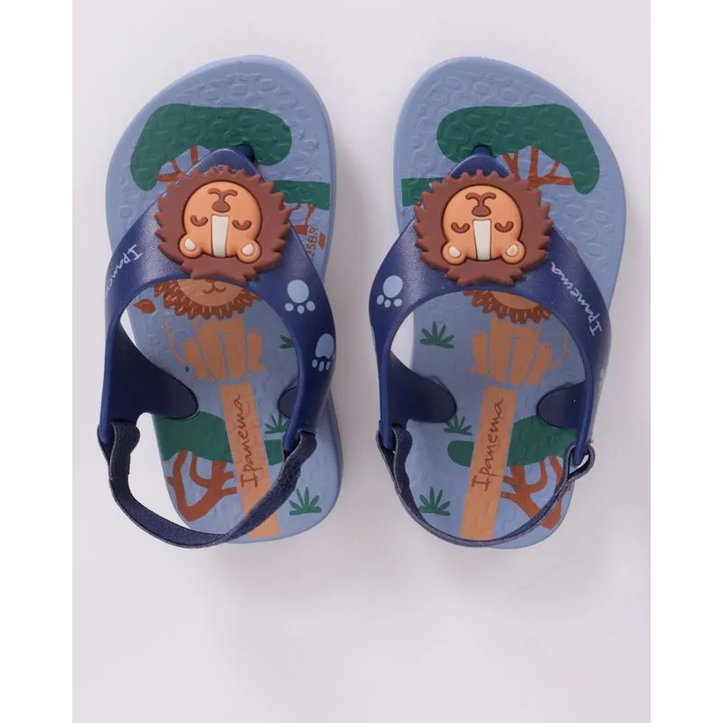 Chinelo Ipanema Infantil Estampado com Aplique Leão Azul 19