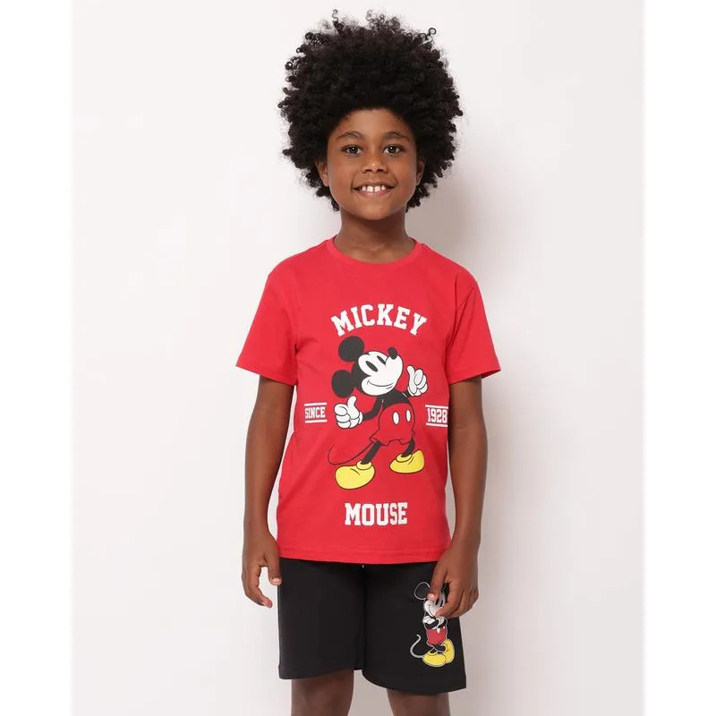 Conjunto Infantil Curto Algodão Disney Mickey Vermelho 10