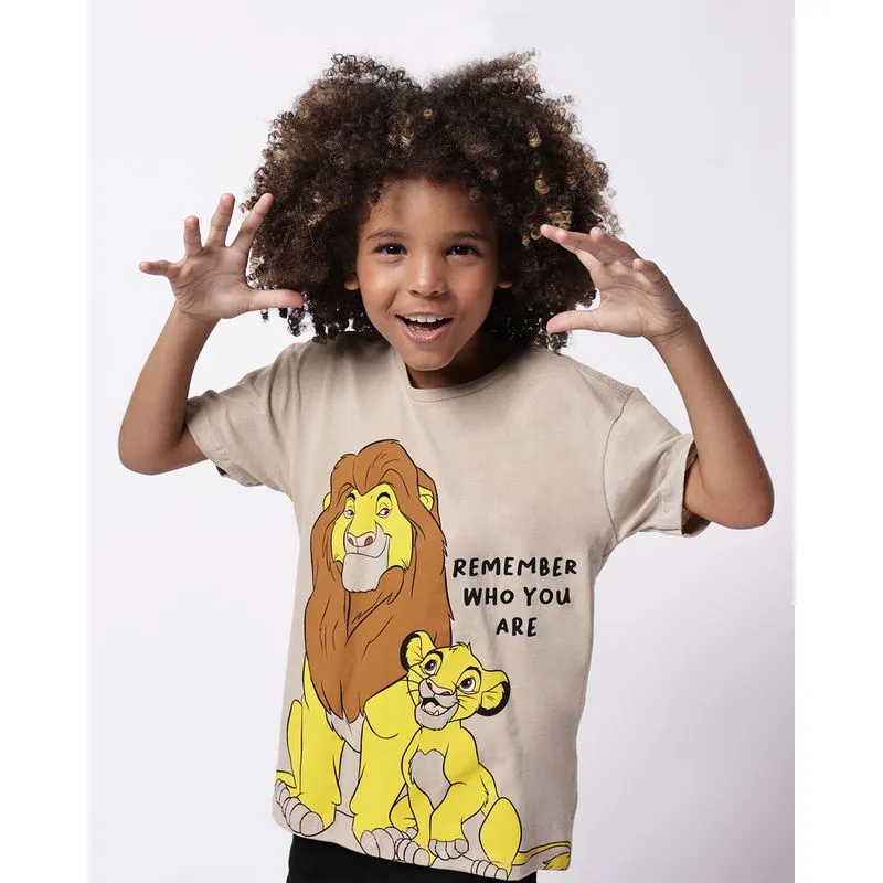 Camiseta Infantil Algodão Disney Rei Leão Bege 6