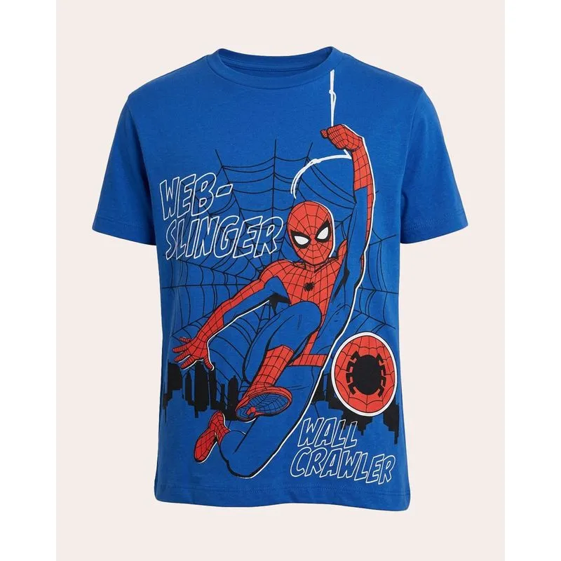 Camiseta Infantil Algodão Marvel Homem Aranha Azul 10