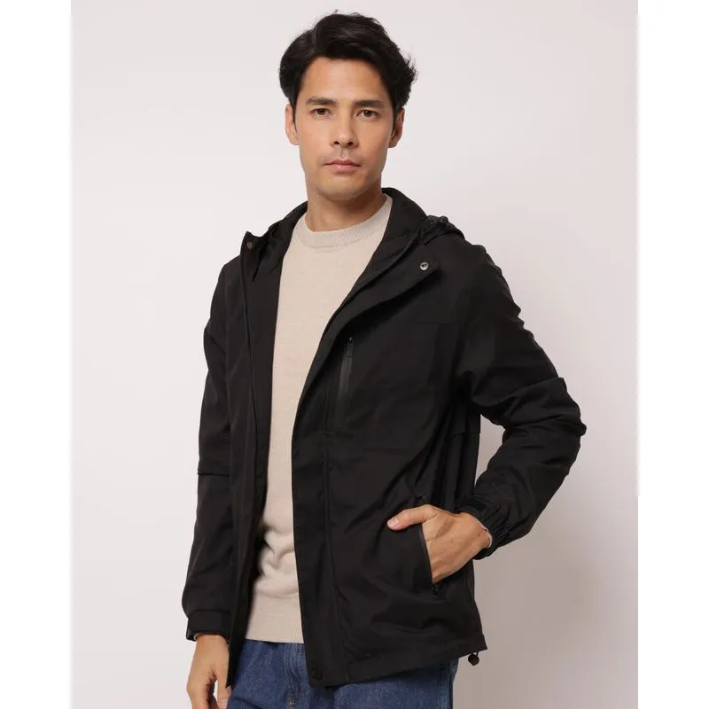 Jaqueta Masculina Parka com Capuz Preta GG