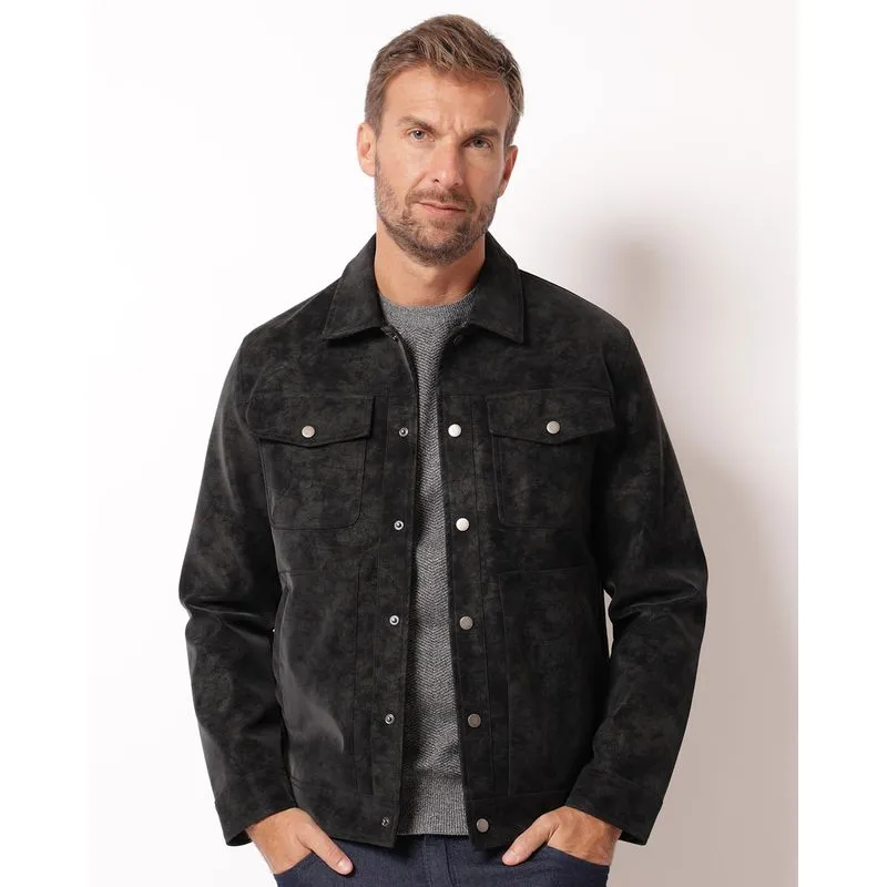 Casaco Masculino PU Suede Preto P