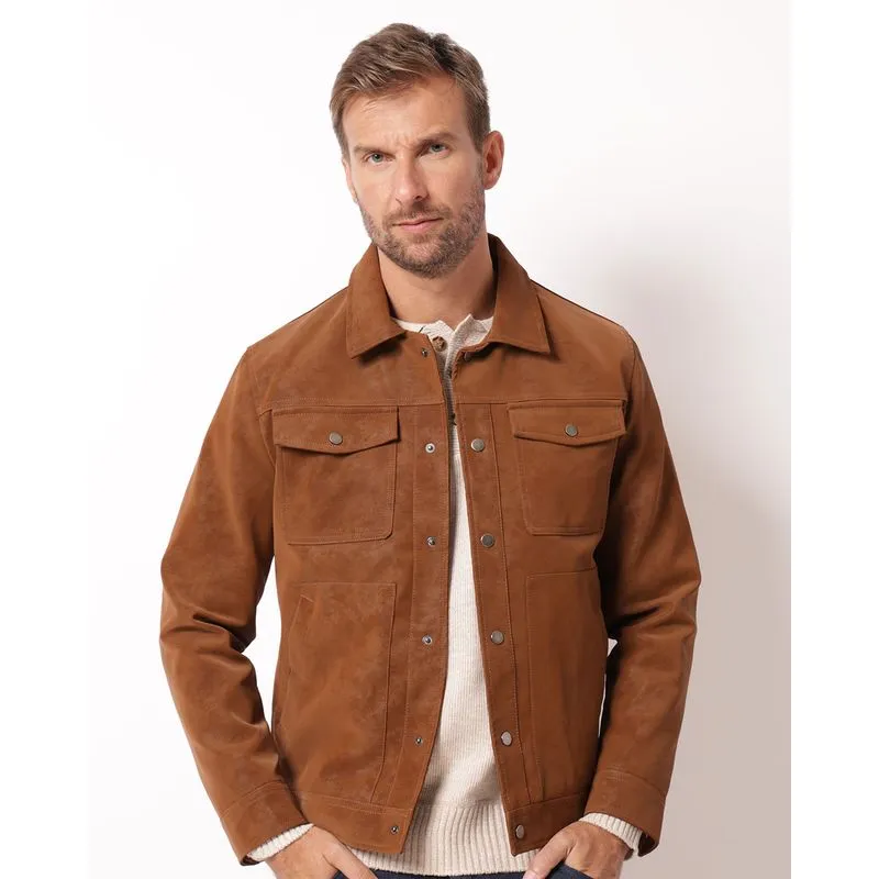 Casaco Masculino PU Suede Marrom P