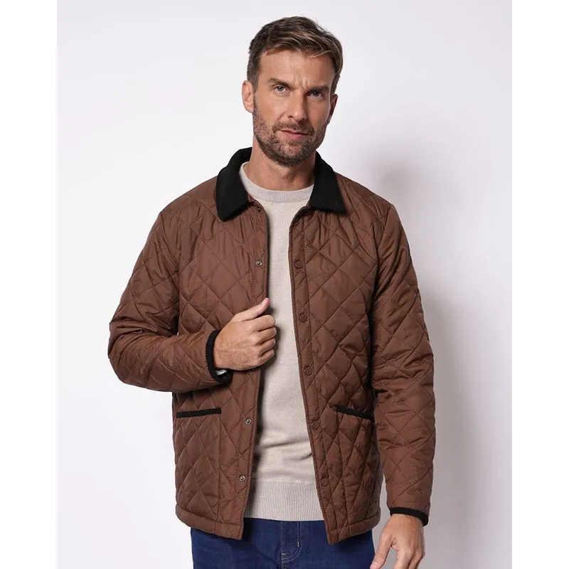 Jaqueta Masculina Puffer Gola Canelada Marrom G
