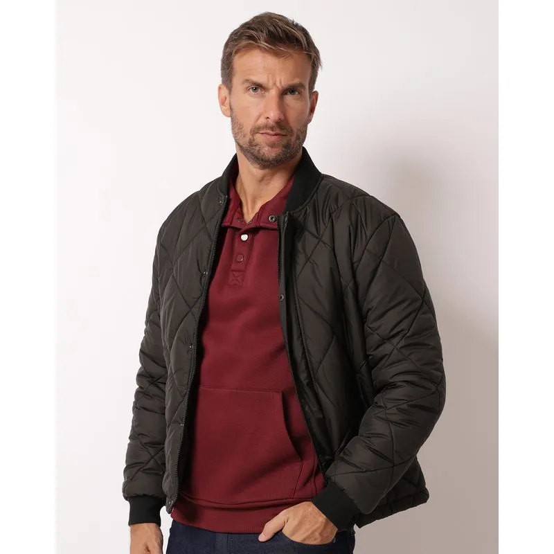 Jaqueta Masculia Puffer com Bolsos Preta GG