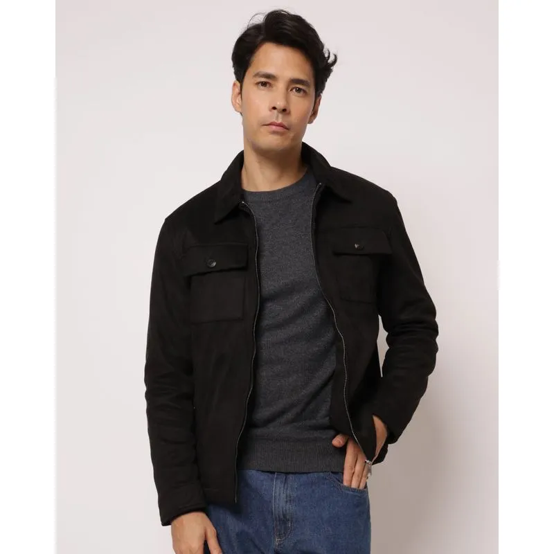 Jaqueta Masculina Suede com Bolsos Preta M