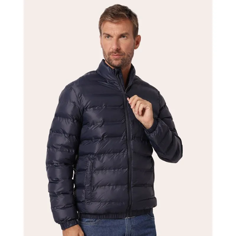 Jaqueta Masculina Puffer com Bolsos Marinho M