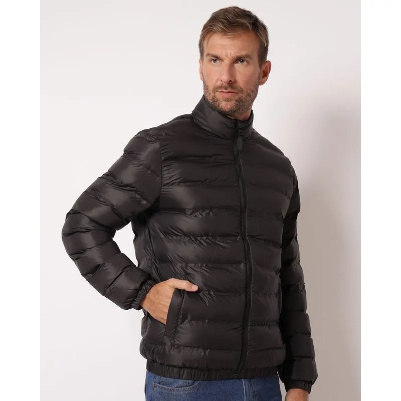 Jaqueta Masculina Puffer com Bolsos Preta M