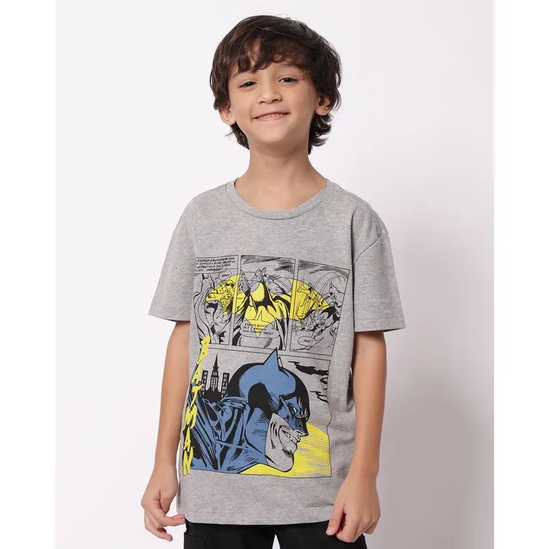 Camiseta Infantil DC Comics Manga Curta Cinza 16