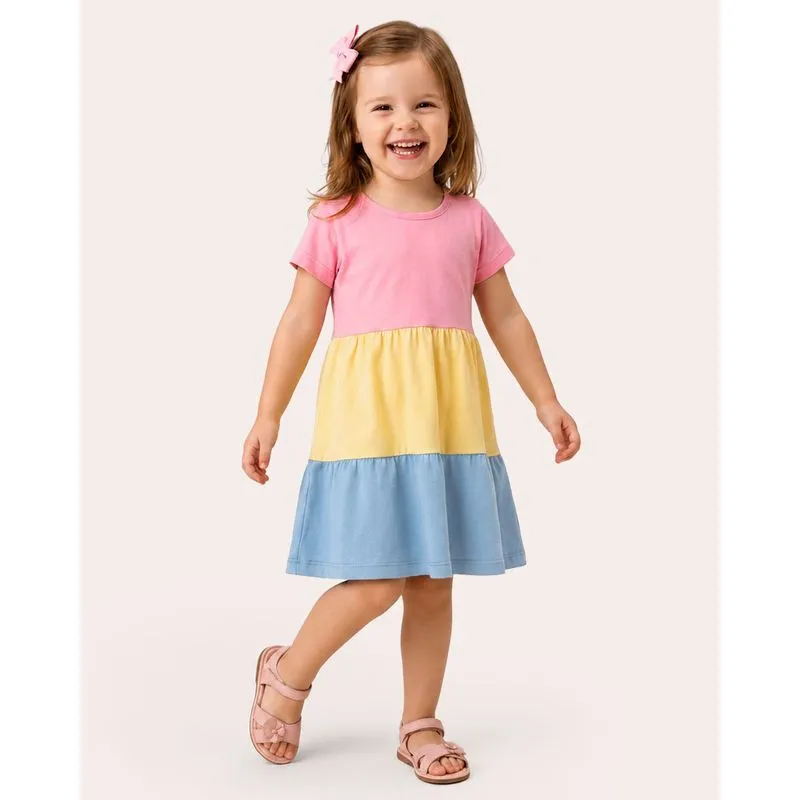 Vestido Bebê Algodão Menina Três Marias Rosa 2
