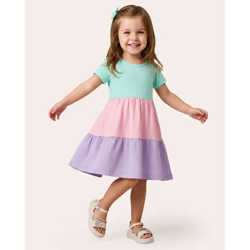 Vestido Bebê Algodão Três Marias Verde UN