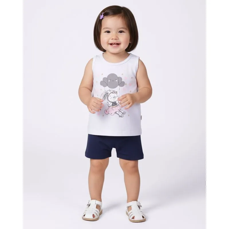 Conjunto Bebê Regata Estampa Coelha Branco 4