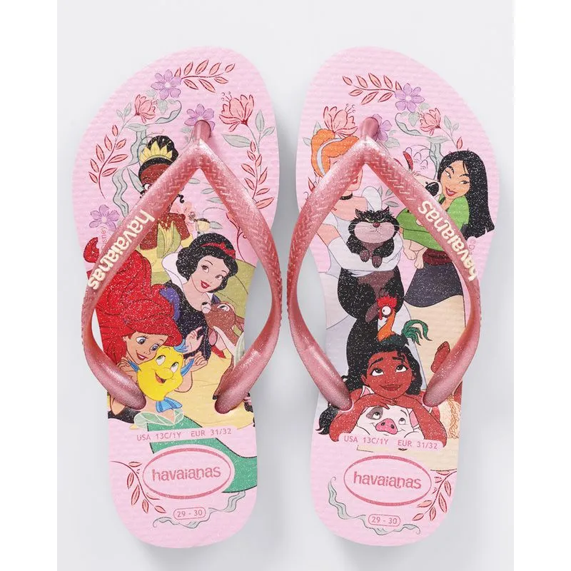 Chinelo Havaianas Infantil Slim Princesas Rosa 27/28