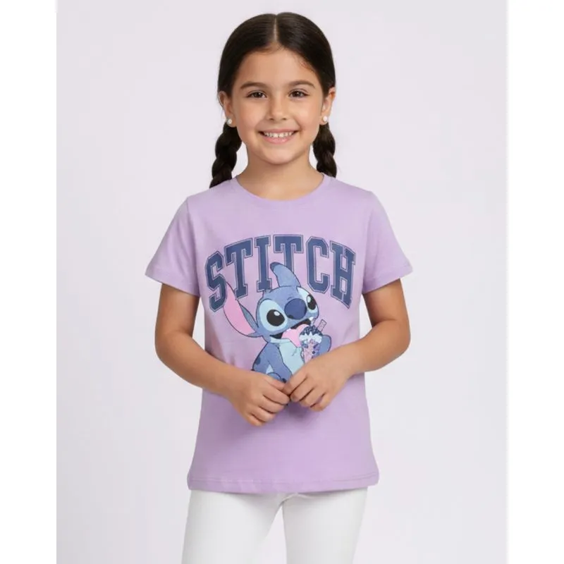 Camiseta Infantil Algodão Disney Stitch Lilás 4