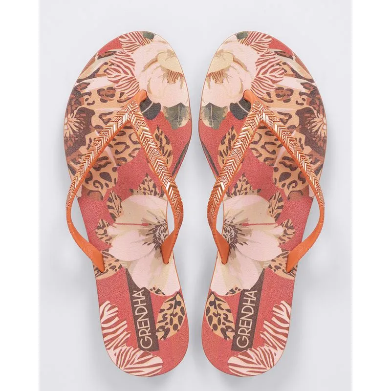 Chinelo Grendha Feminina Amor Em Flor Laranja 38