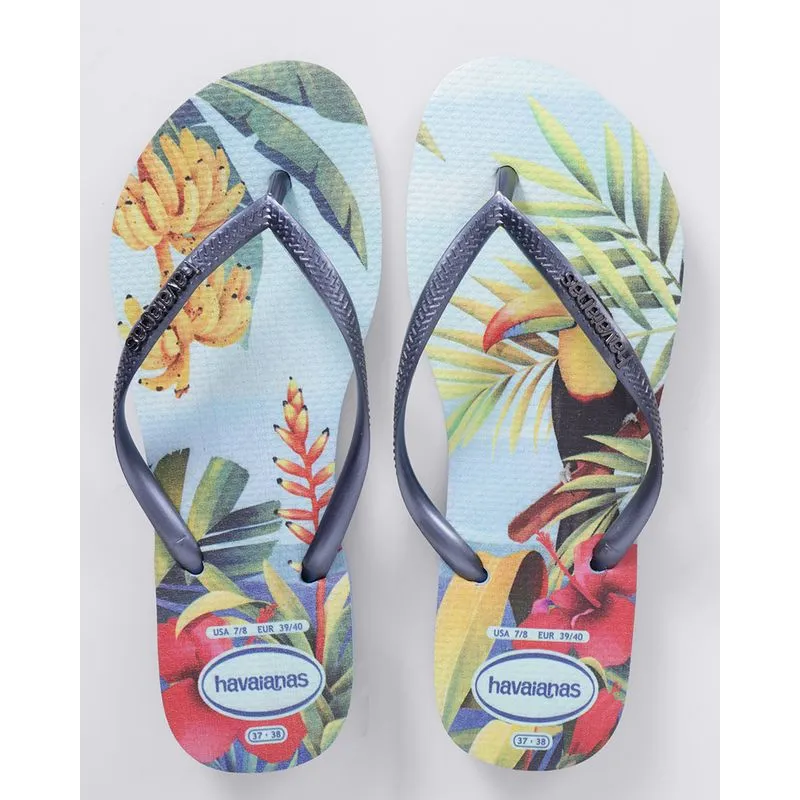 Chinelo Havaianas Feminino Slim Tropical Azul 37/38