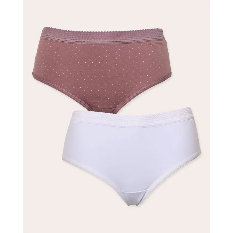 Kit 2 Calçolas Feminina Estampado Poá e Lisa Branco Vinho M