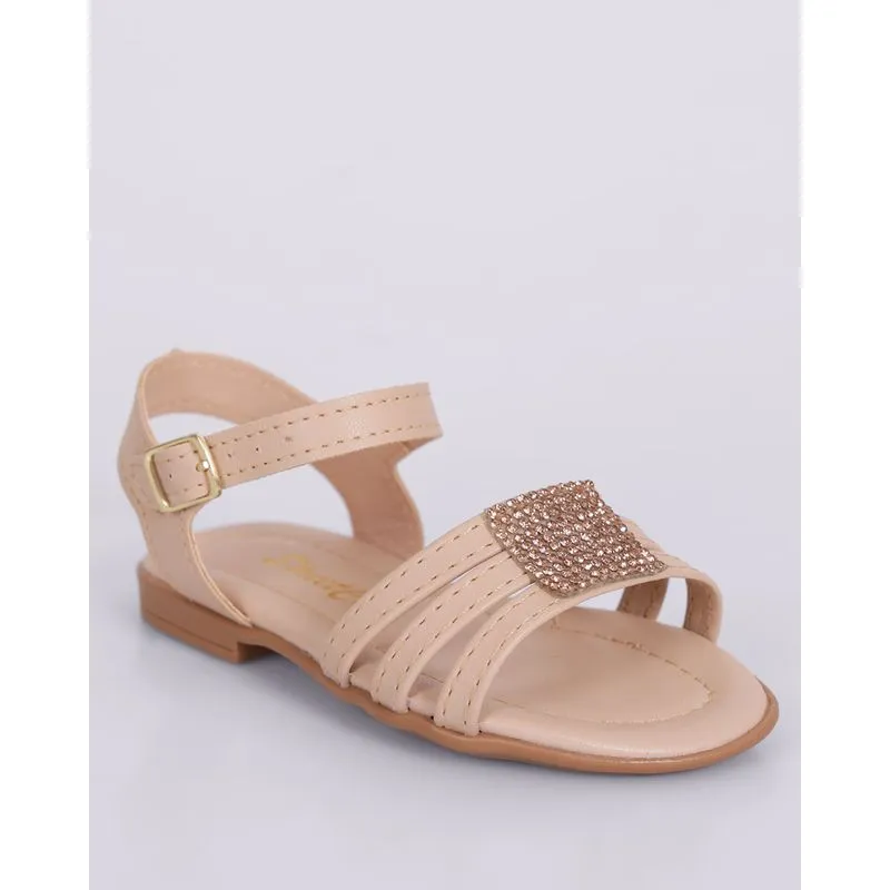 Sandália Bebê Casual Fivela com Glitter Bege 23