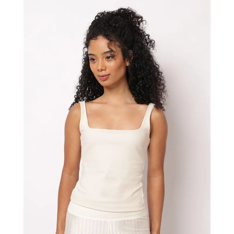 Regata Fitness Feminina Fitter Poliamida Alta Compressão Off White P