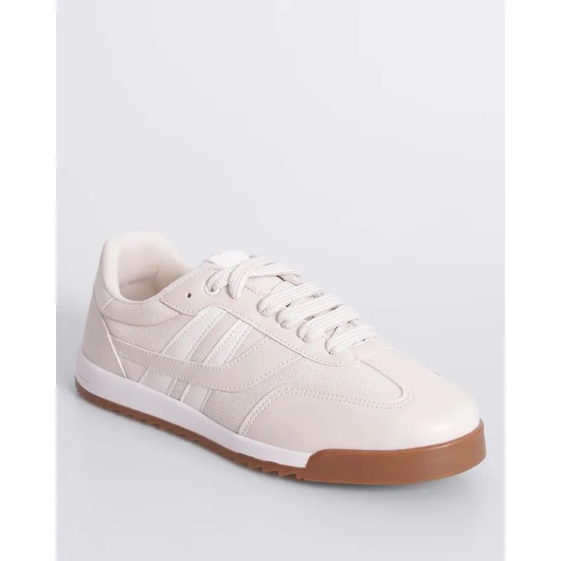 Tênis Feminino Casual com Recortes Bege 36