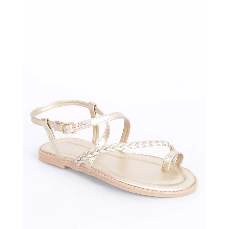 Sandália Infantil Rasteirinha com Strass Dourada 32
