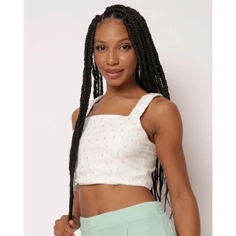 Blusa Feminina Berry & Co. Alcinha Viscose Lurex Off White P