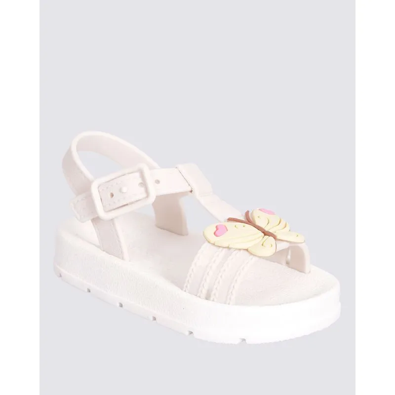 Sandália Bebê Papete com Aplicação Borboleta Off White 19/20