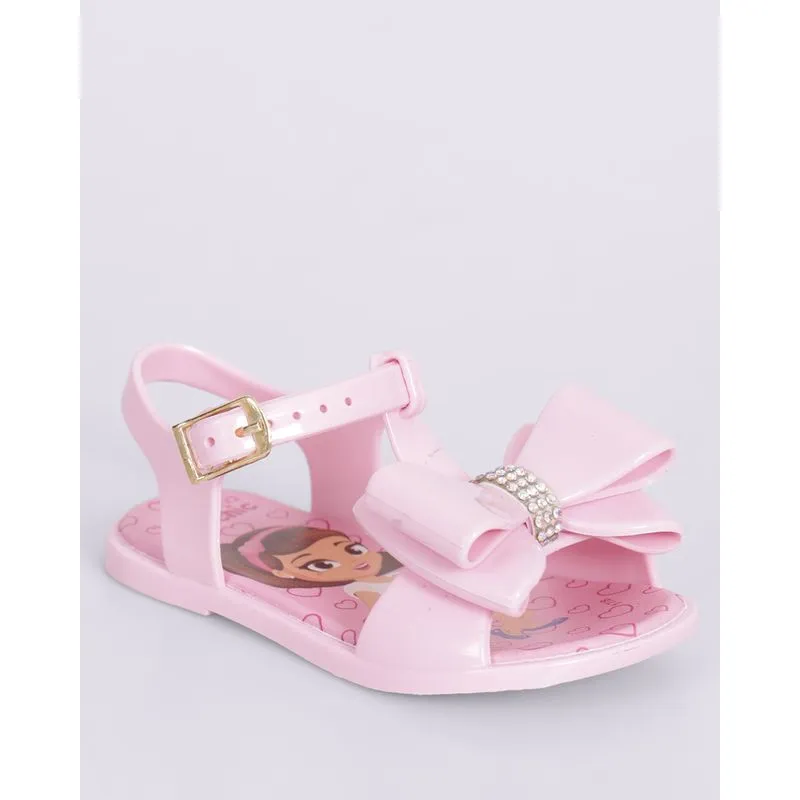 Sandália Bebê com Laço Aplicação Strass Rosa 23/24