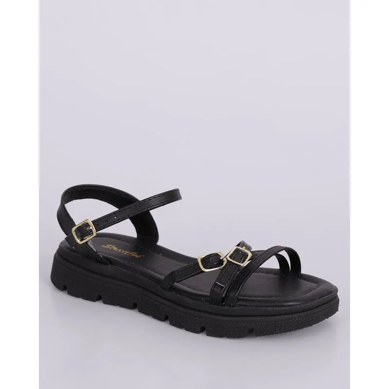 Sandália Infantil Flatform com Fivelas Preta 34