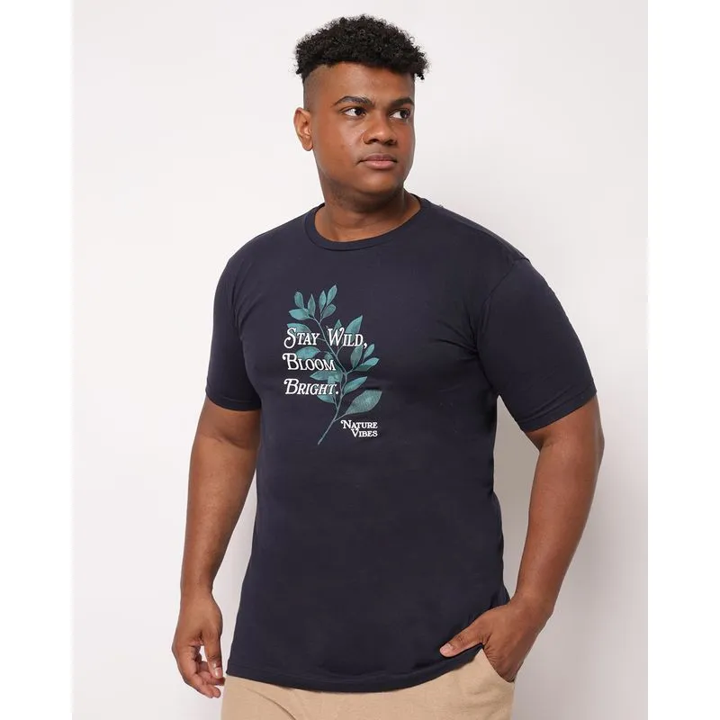 Camiseta Plus Size Masculina Algodão Estampa Marinho G2