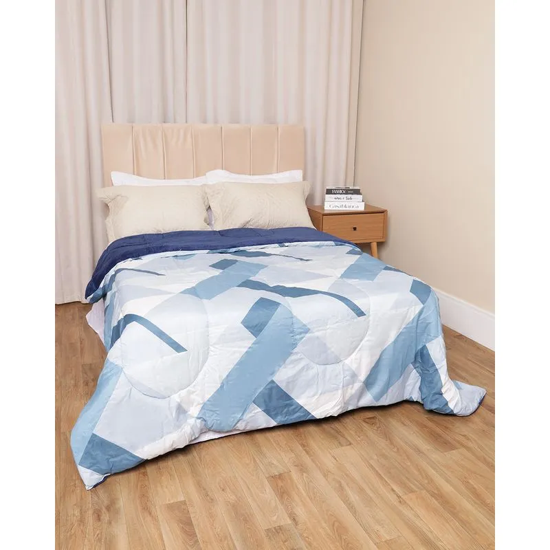 Coberdrom Queen Arte & Cazza 220cm x 240cm Dupla Face Floral Azul UN