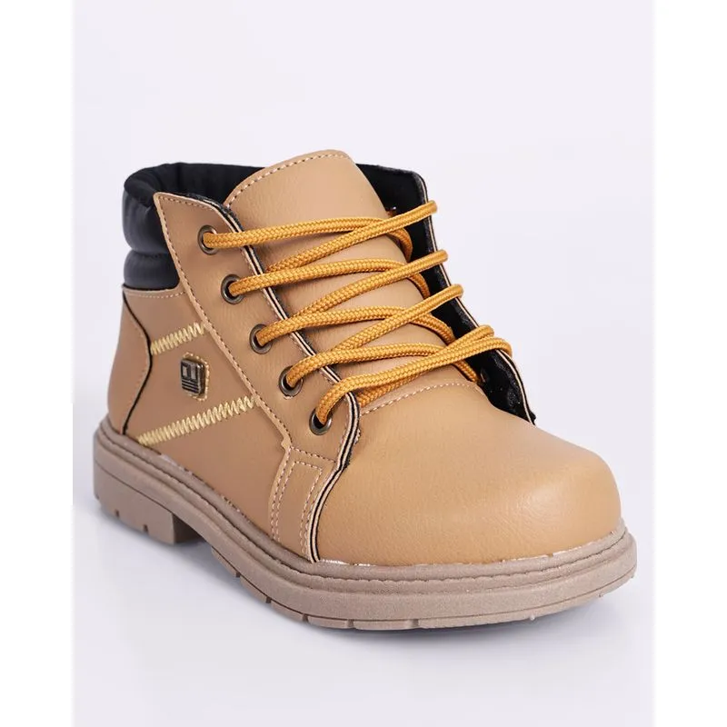Bota Bebê Ortobaby Coturno Com Cadarço Mostarda 17