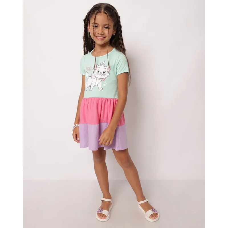Vestido Infantil Curto Algodão Gata Marie Três Marias Verde 4