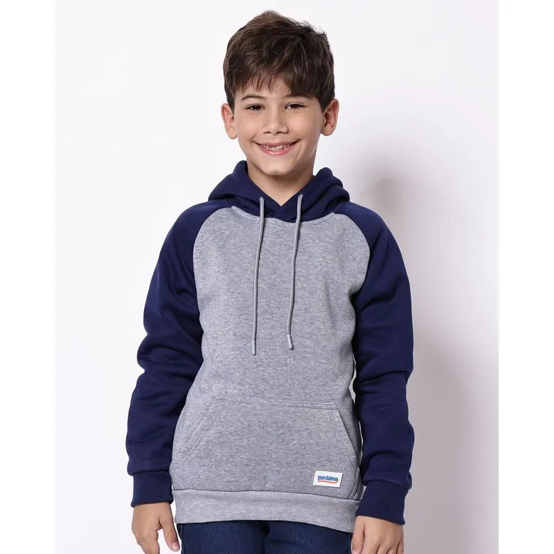 Blusão Moletom Infantil com Capuz Bicolor Marinho 8