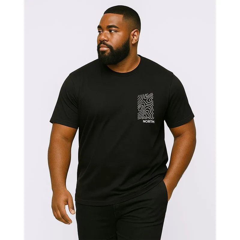 Camiseta Plus Size Masculina com Estampa North Preta G3