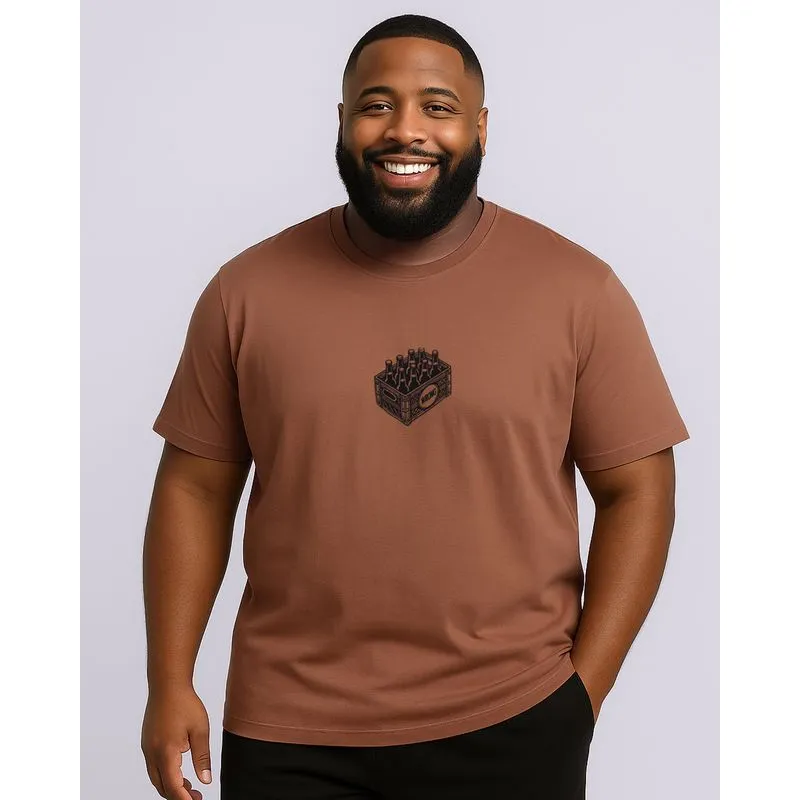 Camiseta Plus Size Masculina Algodão com Estampa Marrom G1
