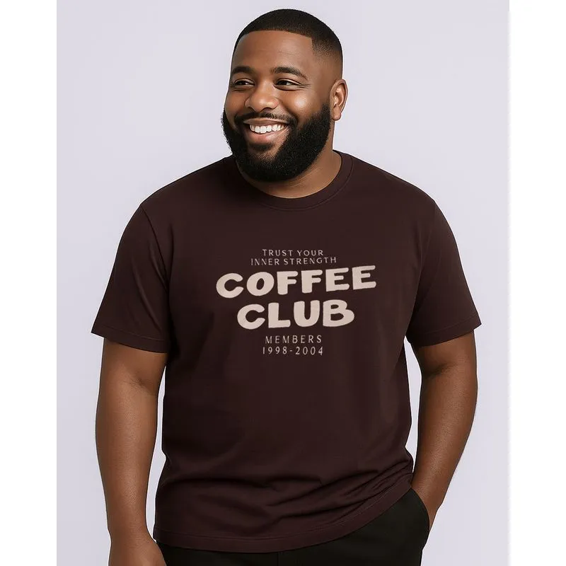 Camiseta Plus Size Masculina Algodão Estampa Manga Curta Marrom G1