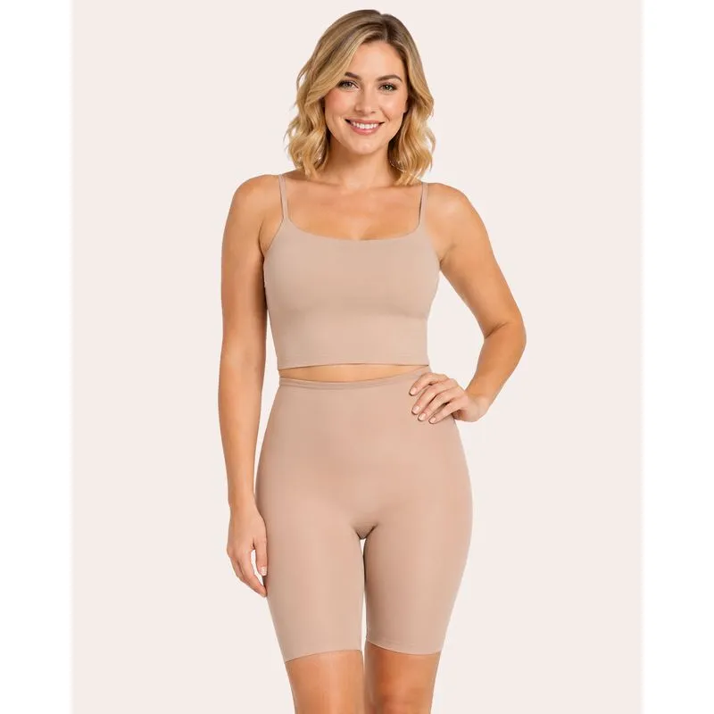 Bermuda Modeladora Feminina Microfibra Lisa Bege GG