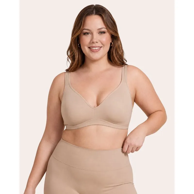 Sutiã Top Plus Size sem Bojo e Aro Bege 46